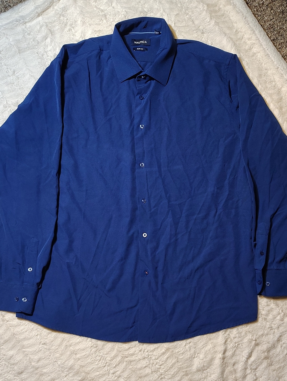 Nautica Men's Royal Blue Long Sleeve Dress Shirt